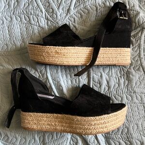 Steve Madden Black Suede Platform Sandals with Ankle Strap